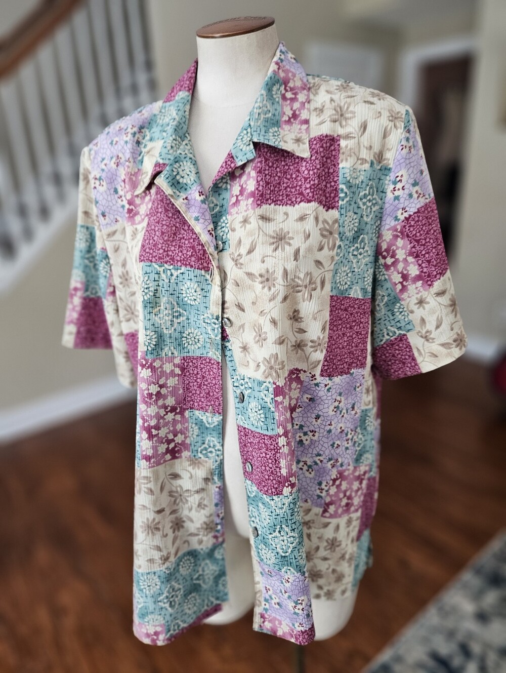 VTG Allison Daley Patchwork Button Up Top Size 16